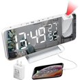 thumbnail image 1 of Projection Alarm Clock, LED Digital Alarm Clock with Mirror Surface, USB Charging Port, 1 of 5