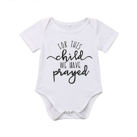 

ZIYIXIN FOR THIS CHILD WE HAVE PRAYED - Newborn Baby Boy Girl Unisex Romper Babygrows Summer Clothes White 3-6 Months
