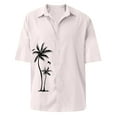 thumbnail image 4 of Inglocry Short Sleeve Shirts for Men Hawaiian Button Down Casual Summer Western Shirts Beach Solid Tshirts Collared Neck Tops White 4XL, 4 of 5