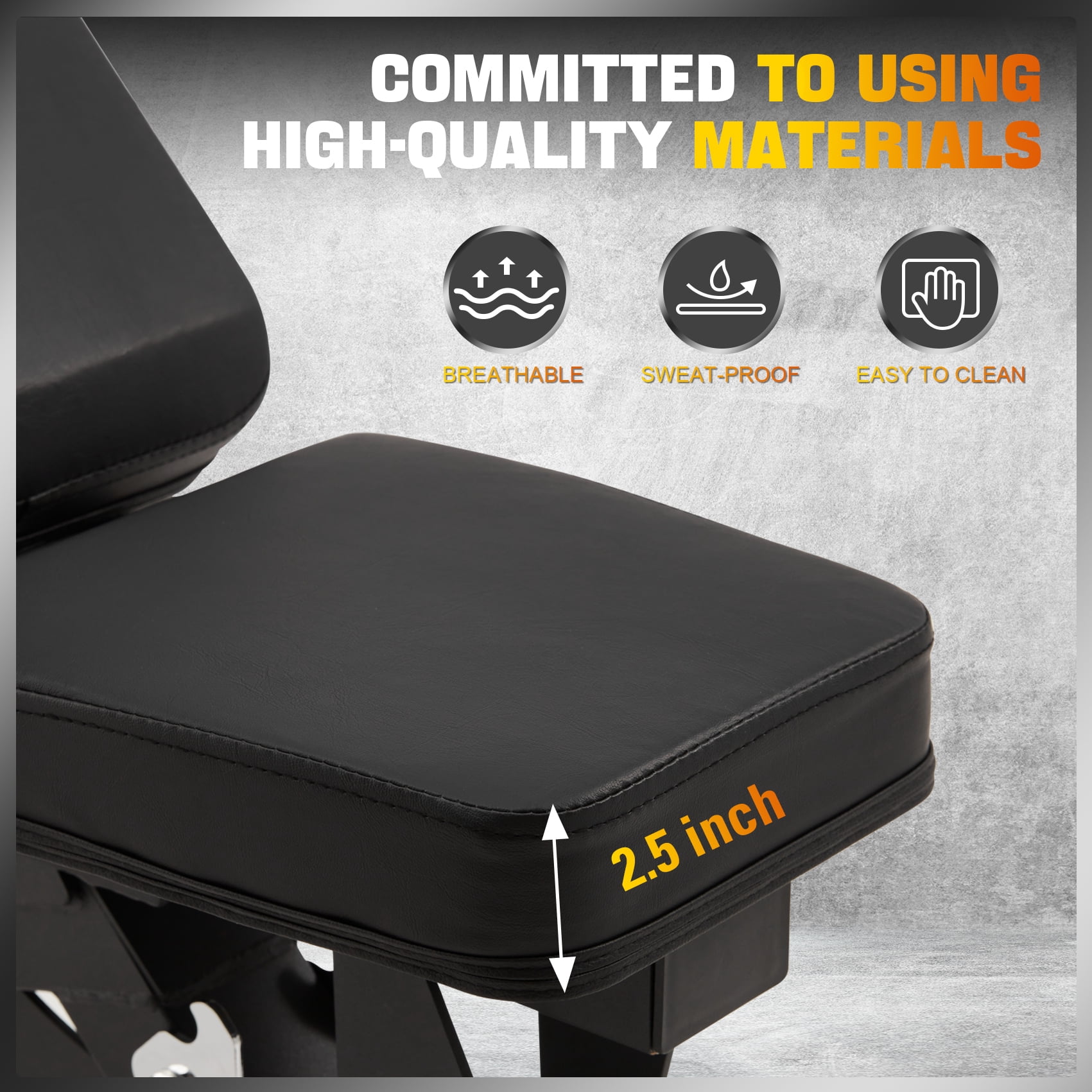 GXMMAT Adjustable Weight Bench, Heavy Duty Workout Bench for Body Strength Training and Garage Gym, Home Gym Exercise Equipment with Wheels, Quick Installation, Can Be Stored Upright