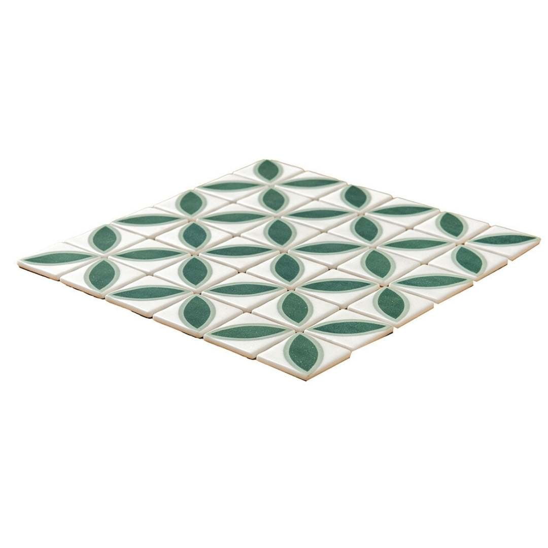 The Tile Life Eterna Lily 2" x 2" Basil Matte & Shiny Glass Mosaic Wall Tile, 1 Sheet