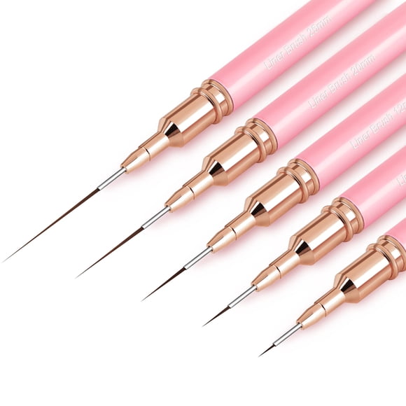 Juego de pinceles para uñas ZEOHBETY Metallic, 5 piezas, nailon rosa