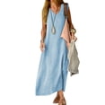 thumbnail image 2 of Women's Flowy Summer Maxi Dress Casual Comfortable Solid Color Long Skirt Elegant Boho Style, 2 of 2