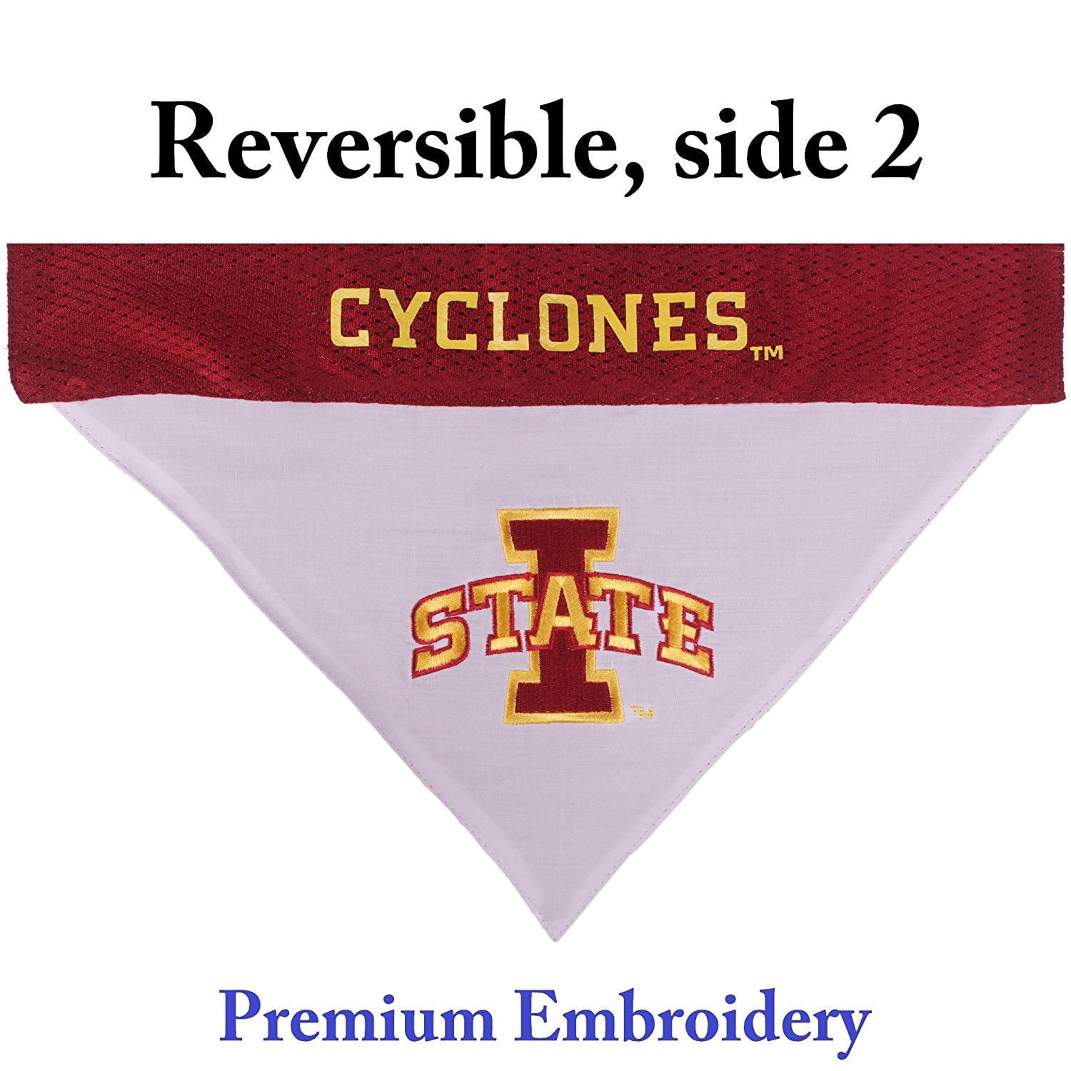Pets First Collegiate Iowa State Reversible Bandana -Home & Away Mesh & Premium Embroidery For Dogs & Cats