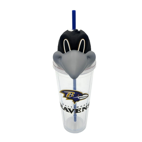 NFL Baltimore Ravens Acrylic Tumbler with Team Color Straw and Team Mascot Lid Enclosure