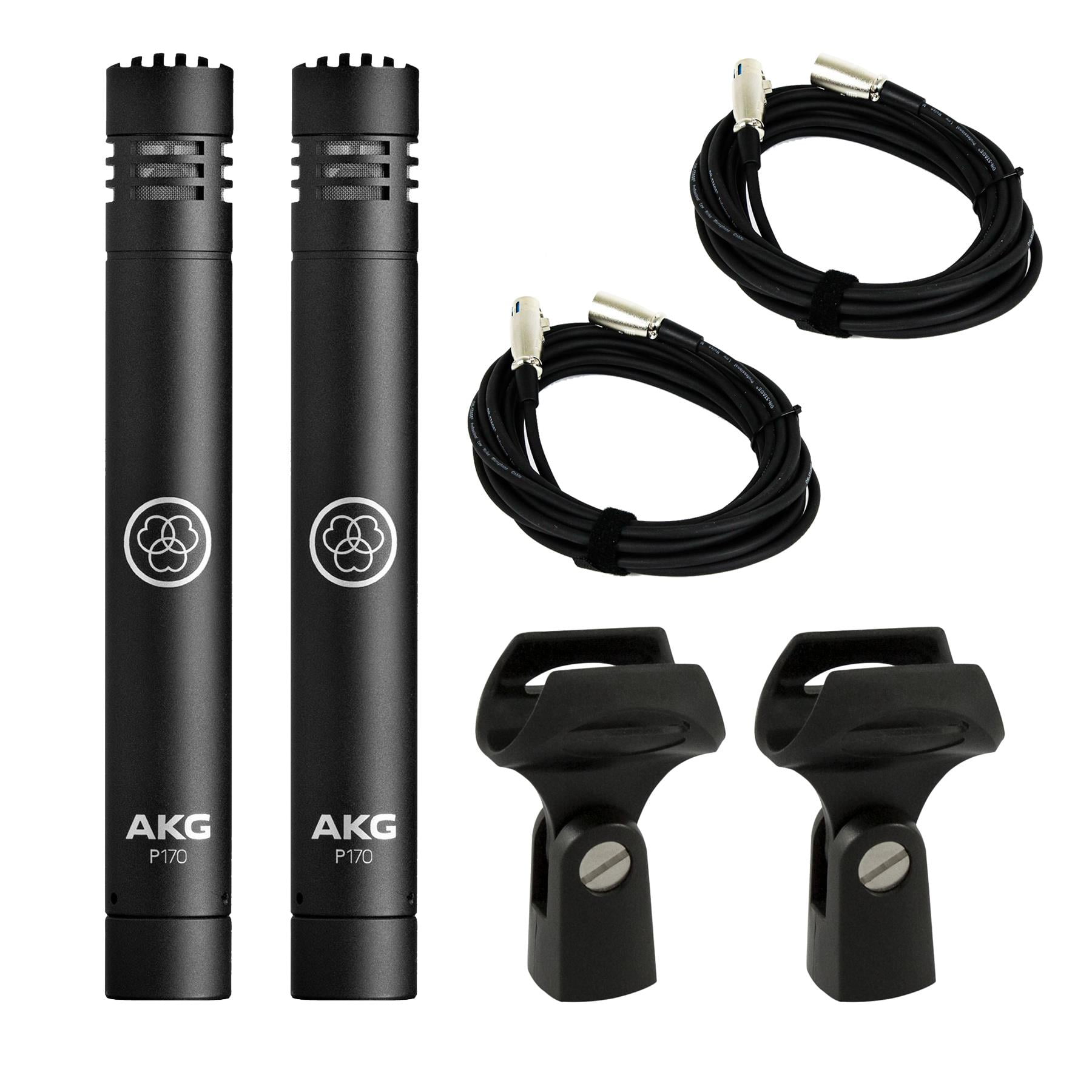 AKG P170 High-Performance Instrumental Condenser Microphone & Stagg 6m XLR to XLR Plug Microphone Cable