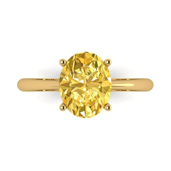 Solitaire Engagement Ring for Women - 2.5ct Simulated Yellow Diamond in 14K Yellow Gold Promise Ring