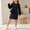 Black, variant on QSAWXQZ Girls 2PC Ribbed Texture Dress Bubble Puff Long Sleeve Crew Neck Mini Knit Dress with Crossbody Bag 5-6 Years