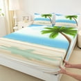 thumbnail image 3 of Feelyou Teens Summer Beach Bed Sheets, Green Coconut Tree King Sheets, Cartoon Plant Botanical Sheet Set, Super Cozy Room Decor, 4-Piece, 3 of 7