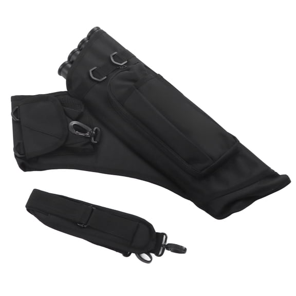 M Buder Outdoor Archery Sport 4 Tube Arrows Holder Storage Bag Portable Quiver with Shoulder Strap (19.68 inches / 50 cm), High Capacity Hunting Gear, Black