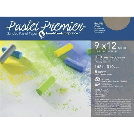 Global Art Materials Pastel Premier Sanded Pastel Paper - Italian Clay - 9 x 12 in. - 145 lbs - 8 Sheets