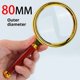thumbnail image 1 of 20x Handheld Magnifier, Reading Magnifier for Children and Seniors, Suitable for Hobby and Science, 80mm Plastic Gold-Plated Frame, 1 of 5