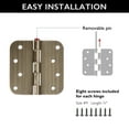 thumbnail image 4 of Design House 12-Pack 4" H x .625" Radius Butterfly Interior/Exterior Door Hinges, Antique Brass, 4 of 13