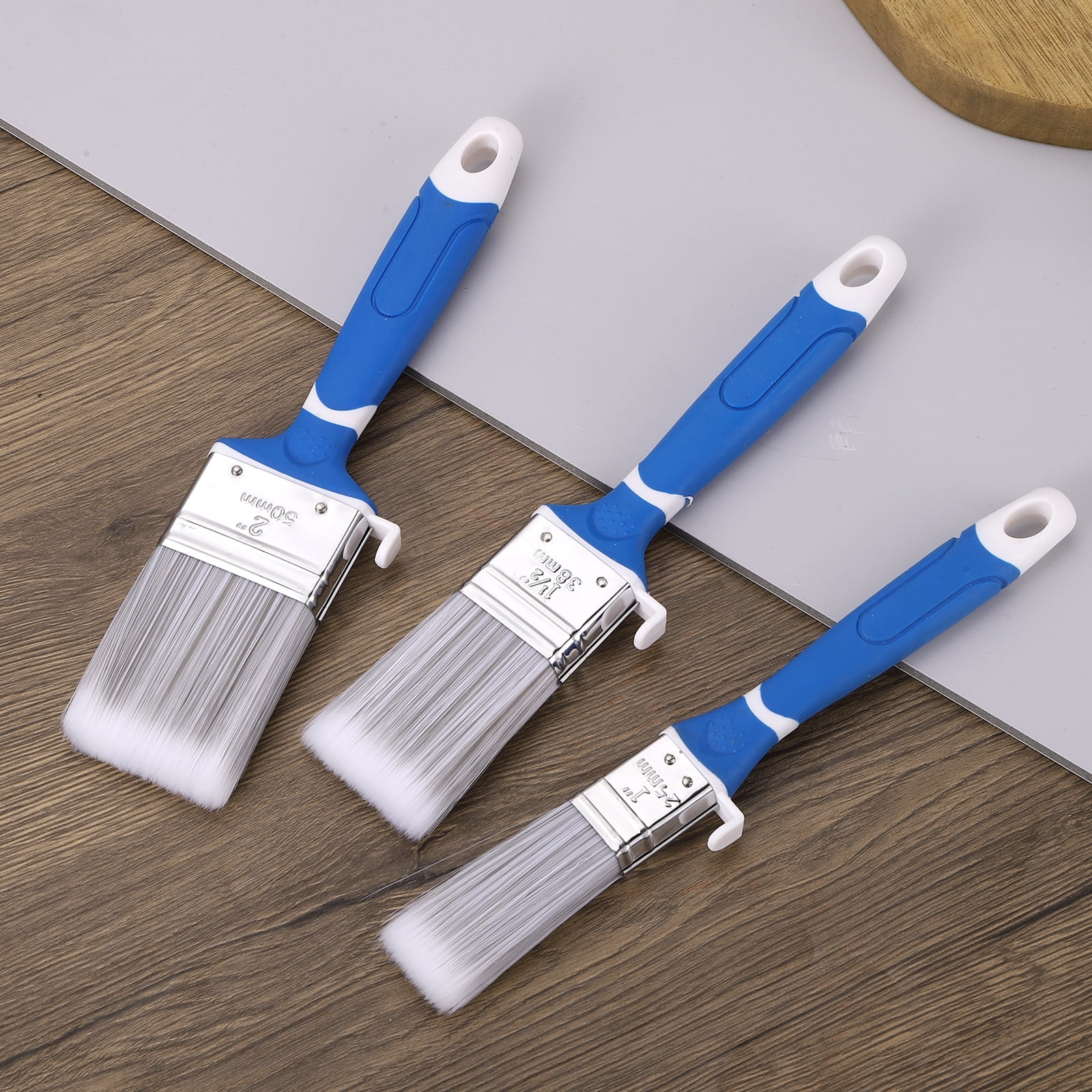 Uxcell 1.5" Width Flat Paint Brush Synthetic Bristle with Plastic Handle Grey 14Pcs