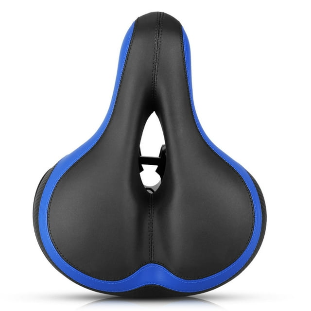 Generic Shock-Absorbing Mountain Bike Saddle with Reflective Strip, Spring Suspension, Waterproof Cover, and Installation Tools - Black & Blue
