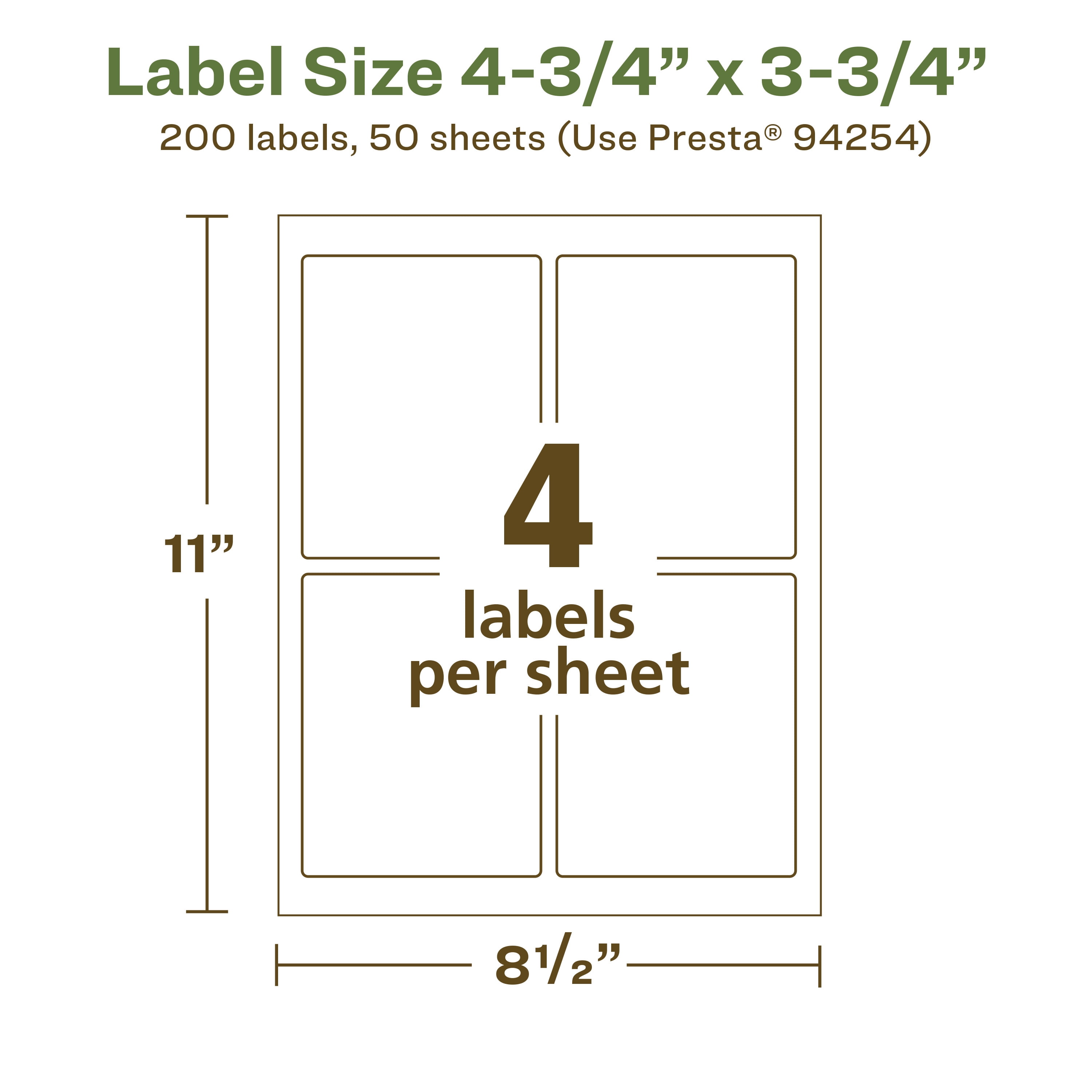 Avery EcoFriendly Rectangle Labels, 4-3/4" x 3-3/4", 200ct