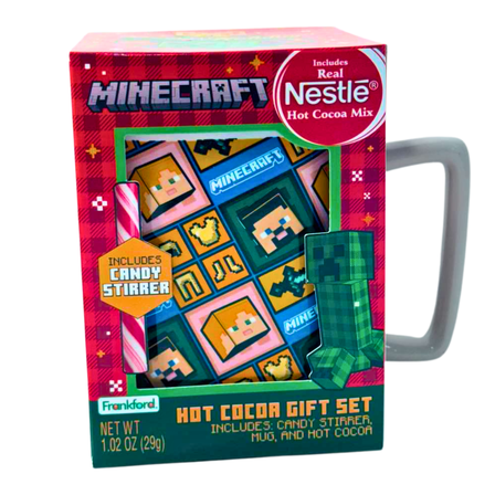 Minecraft Hot Cocoa Gift Set with Mug, Candy Stirrer and Nestle Hot Chocolate Mix, 1.02 oz