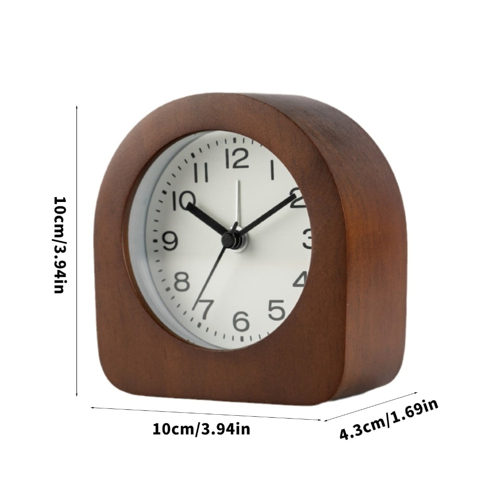 Quiet Wood Analog Alarm Clock for with Night Light Battery Operated Snoozes Bedside