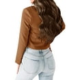 thumbnail image 5 of HUBERY Women One Button Lapel Collar Long Sleeve Solid Color Jacket Blazer, 5 of 5