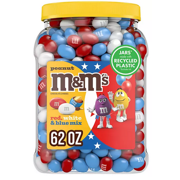 M&M'S Milk Chocolate Peanut Red, White & Blue Bulk Candy, 62 oz.