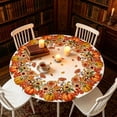 thumbnail image 5 of Fall Sunflower Round Tablecloth, Burnt Orange Pumpkin Thanksgiving Waterproof Table Cover for Kitchen Picnic Party Home Decor 47 In A, 5 of 6