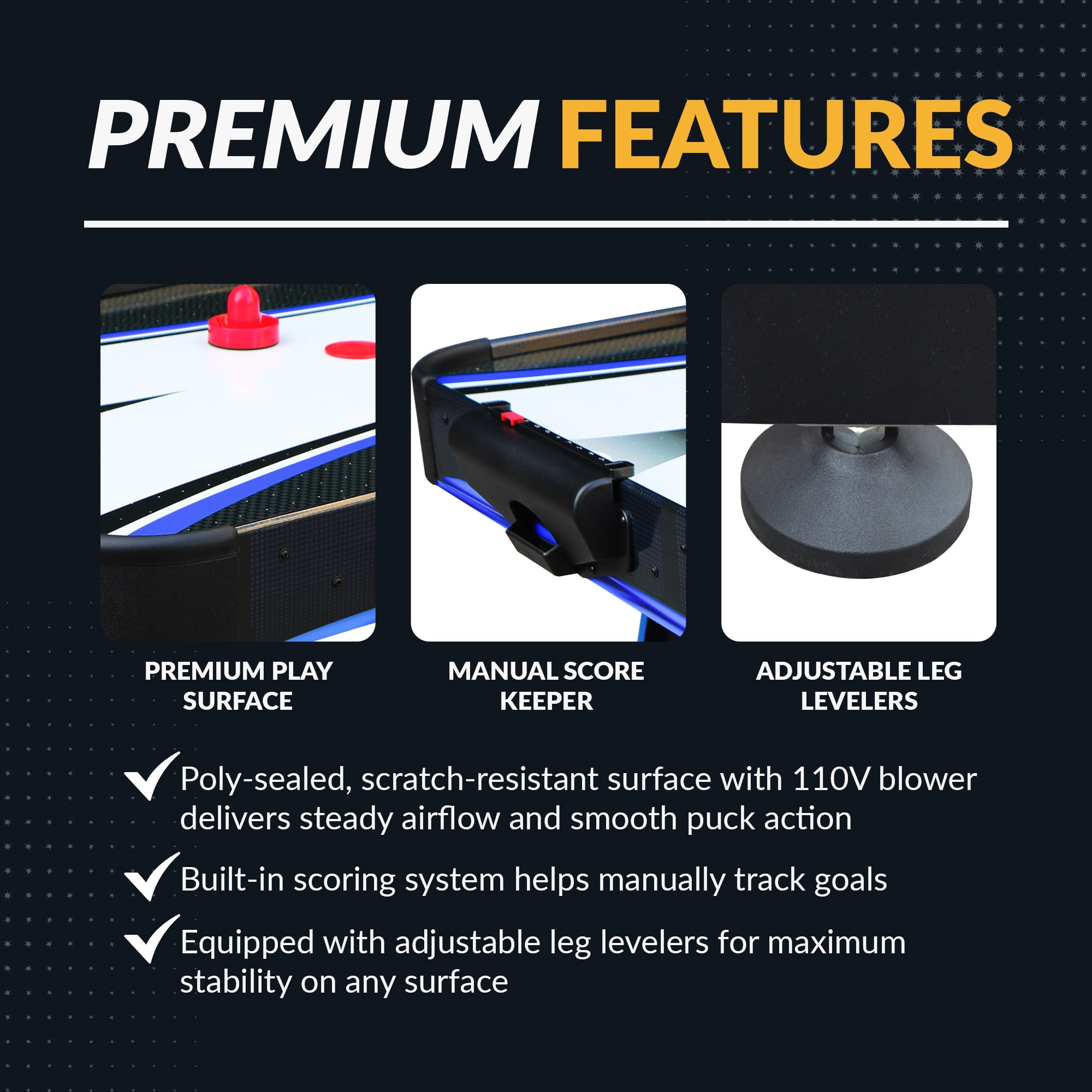 Hathaway Bandit 5-Ft Air Hockey Table for Home Game Room - With Table Tennis Top, Manual Scoring, High-Output Blower, Vibrant Graphics, Strikers & Pucks - Black and Blue Finish