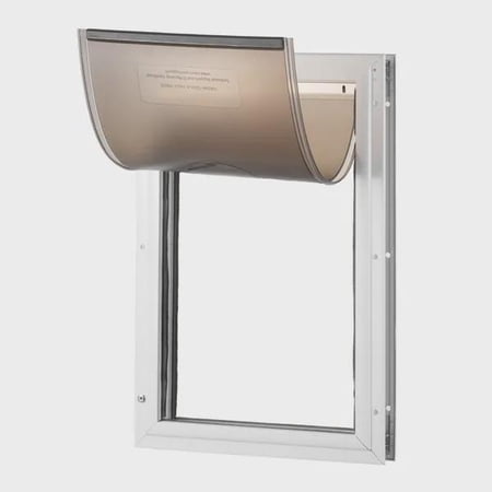 BENGPAOBA-Aluminum Pet Door - 11.3 x 16.02 Weatherproof Flap System with Lock Easy to Install for Interior/Exterior Doors Perfect for Cats and Dogs (White - Medium)