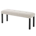 thumbnail image 5 of GZXS Beige Entryway Padded Seat, 47.24" End of Bed Bench for Bedroom, Indoor Upholstered Tufted Ottoman Bench with Rubber Wood Legs for Living Room, Mudroom, Hallway, 5 of 8