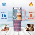 thumbnail image 4 of 40oz Tropical Pineapple Pattern Stainless Steel Flip Straw Tumbler Spill Proof Travel Cup Double Wall Vacuum Insulated Coffee Mug with Top Handle, 4 of 6