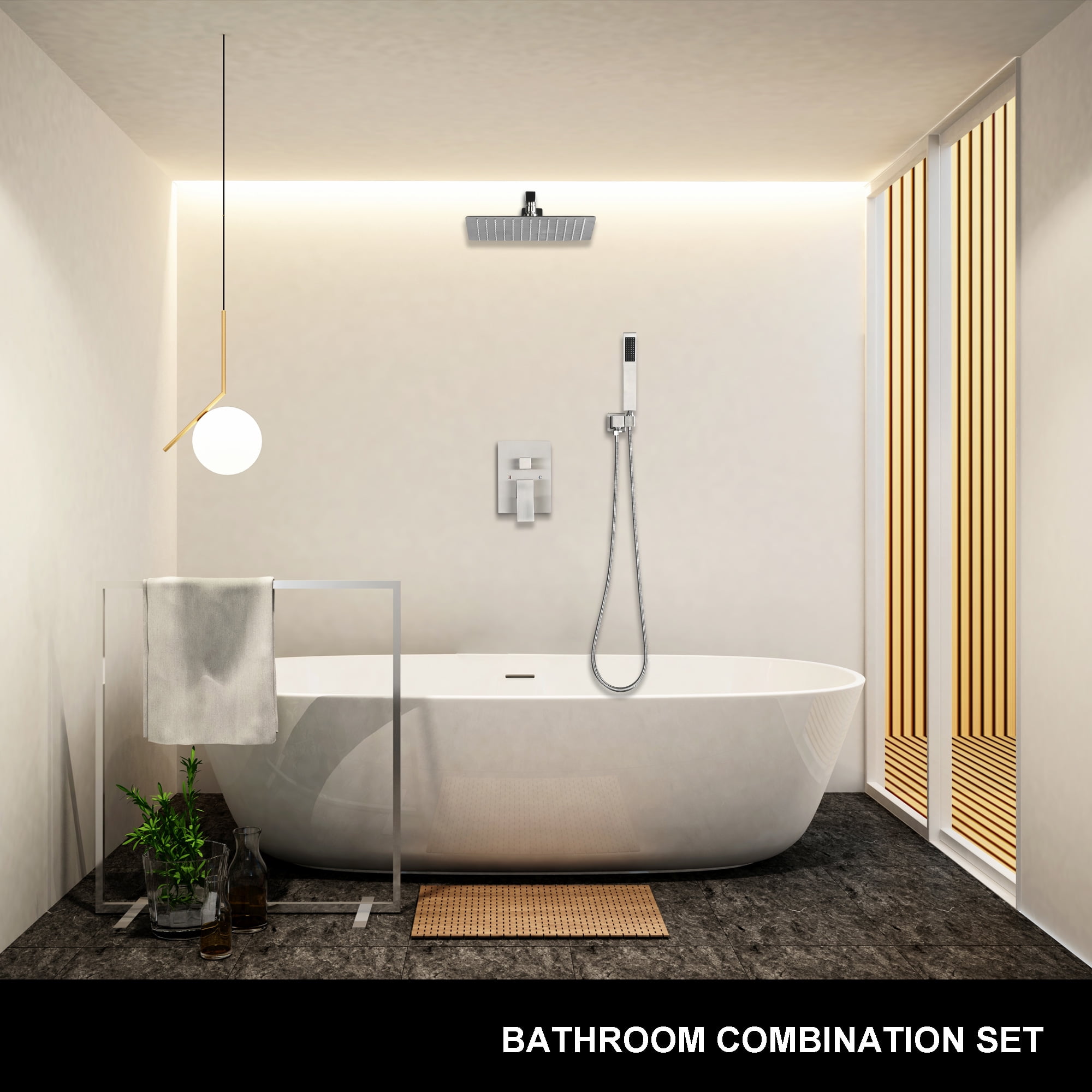 10 Inch Bathroom Rain Shower System Set Wall Mount, Rainfall Shower Head with Handheld
