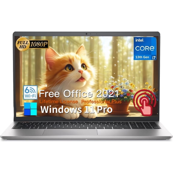 Dell Inspiron 15.6-inch FHD Business Laptop, Intel i7-1355U, 16GB RAM, 512GB PCIe SSD, Windows 11 Pro, Office 2021 Lifetime, Wi-Fi 6, HDMI - Platinum Silver