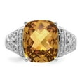 thumbnail image 4 of Sterling Silver Rhodium Diam. & Checker-Cut Whiskey Quartz Ring QR3062WQ, 4 of 5