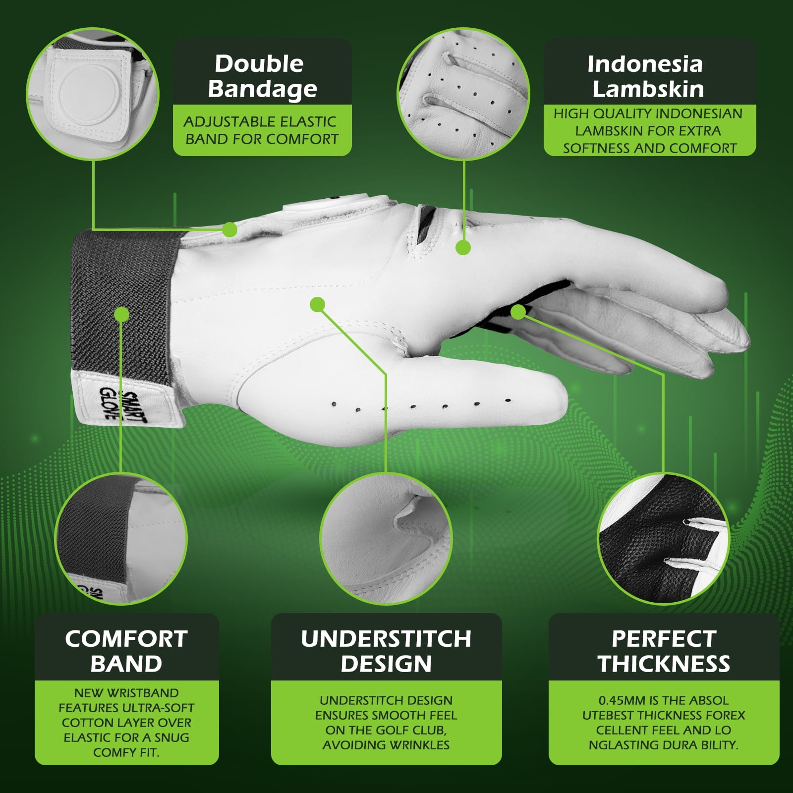 XL Men's Golf Gloves - Left Hand | Golf Gloves With Ball Markers & Wrist Support | Comfortable Grip For Practice