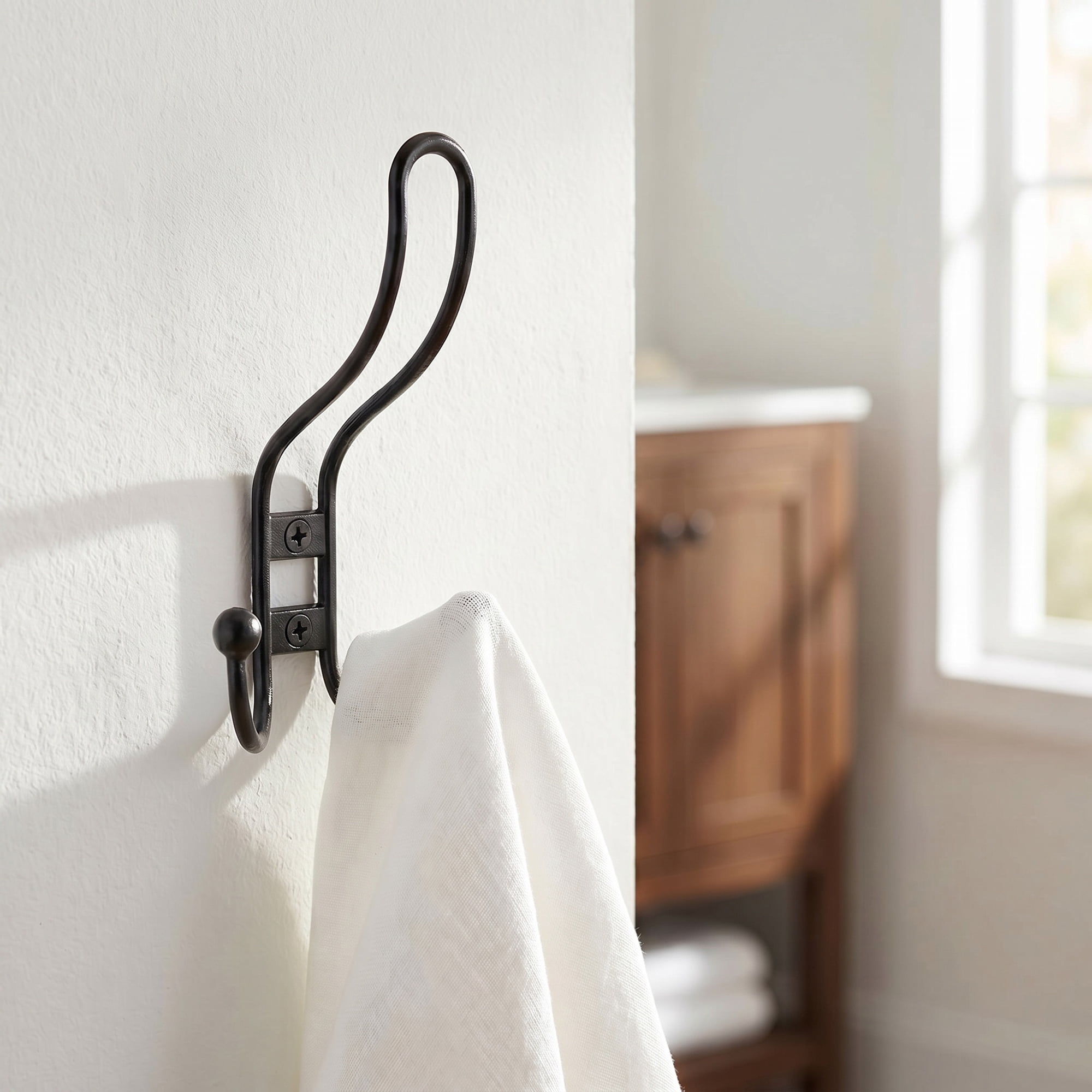 Unique Bargains 8Pcs Utility Metal Durable Multi-Purpose Wall Hooks Black 5.3x2.8inch