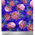 thumbnail image 1 of Soimoi Blue Silk Fabric Leaves & Floral Decor Fabric Printed BTY 42 Inch Wide, 1 of 3