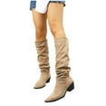 thumbnail image 4 of Knee High Boots Women TKYCMSUAKI Women's Wide Calf Boots, Plus Size Slouchy Knee-High Boots Fashion Retro Pull On Chunky Heel Pointed Toe Knee High Boots Girls Ladies Retro Tall Boot, 4 of 10
