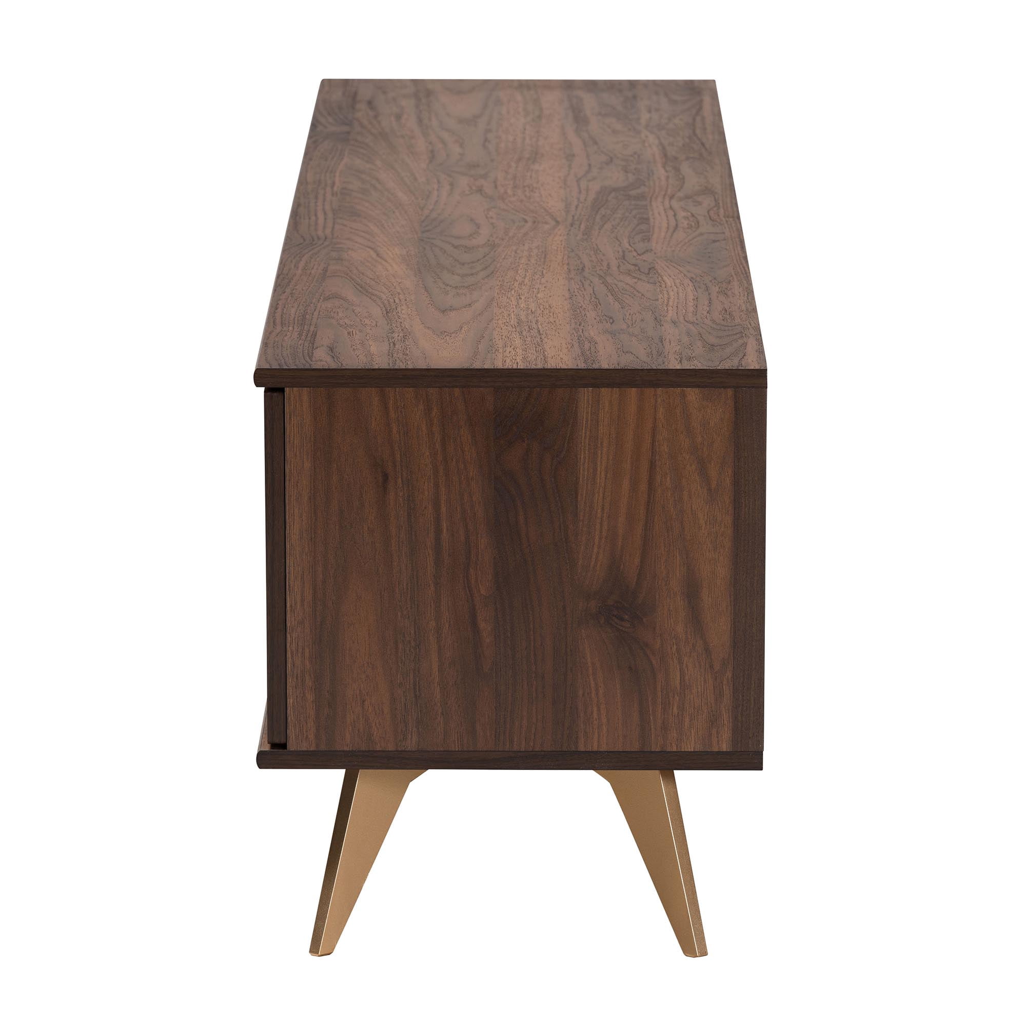 Baxton Studio Graceland Mid-Century Modern Transitional Walnut Brown Finished Wood 2-Door TV Stand