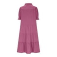 thumbnail image 5 of Fartey Women's Summer Short Sleeve Dresses 2025 Elegant Collared Ruffle Tiered Dress Loose Fit Boho Flowy Swing Long Beach Sundress Pink XXL, 5 of 6