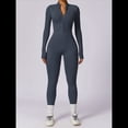 thumbnail image 4 of Mono de Entrenamiento de Larga para Mujer, con Cremallera, Pantalón y Mono Ajustado. Azul Oscuro M, 4 of 10