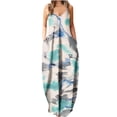 thumbnail image 1 of SMihono Robe Maxi Bohème d'Été pour Femmes Grande Taille Robe d'Été Imprimée Sans Manches Col Rond Aguichant Robe de Plage Décontractée Fluide Robe de Plage, 1 of 5