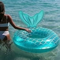thumbnail image 3 of Inflatable Buoy, Durable Round Inflatable with Handle Air Mattress Floating Inflatable Pool Raft Pool Float Adult Size Ring (Fish Tail Lake Blue), 3 of 5