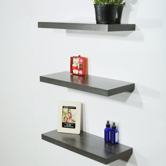 Set of 3 Modern and Contemporary Black oak Floating Shelf - 23.62* 9.25 * 1.5inches