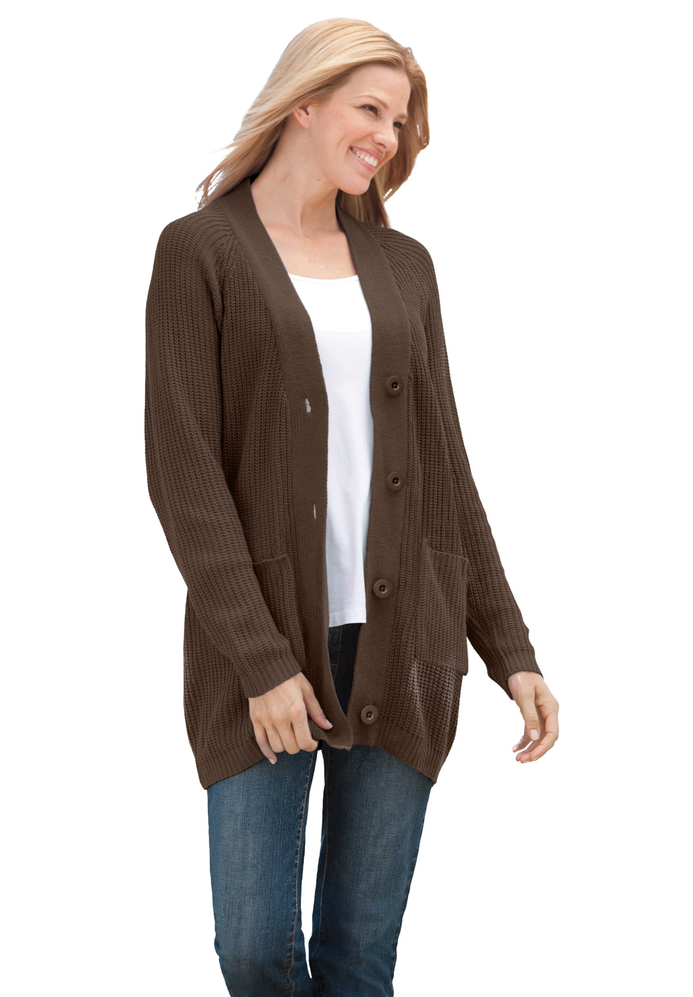 Essentials Long-Sleeve Open-Front Cardigan Cardigan-Sweaters Mujer
