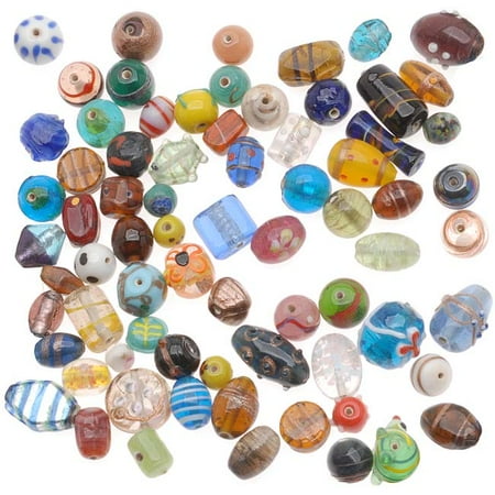 - 1/2 Pound Lot Lampwork Glass Beads Mix Assorted Styles & Sizes (8 Ounces)