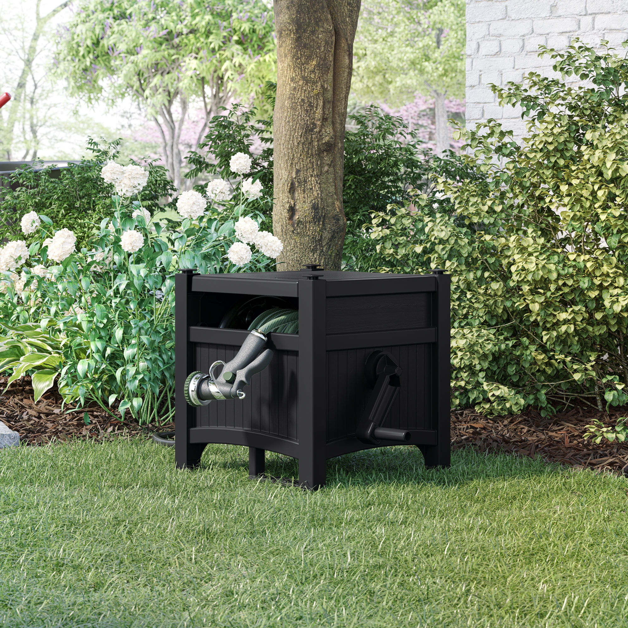 Suncast 100FT Hose Hideaway Durable Resin Hose Reel Storage