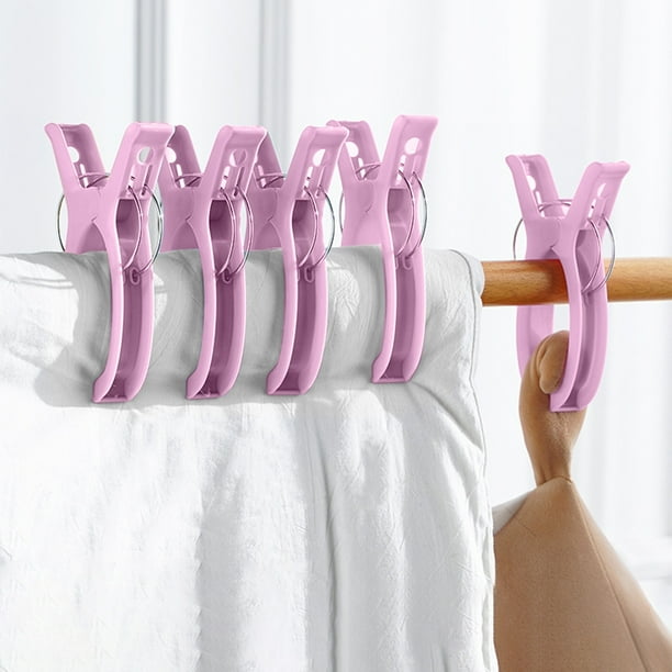 Clip de fijación de edredón de gran tamaño antideslizante, clip de ropa resistente, clip de edredón, clip de secado de plástico grueso, impermeable, clip de fijación de toalla de playa, grande, rosa