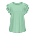 thumbnail image 5 of IROINNID Fashion Women's Ruffle Short Sleeve Summer Breathable Solid Color Casual Top Pullover T-shirt Clearance Under 10$, 5 of 9