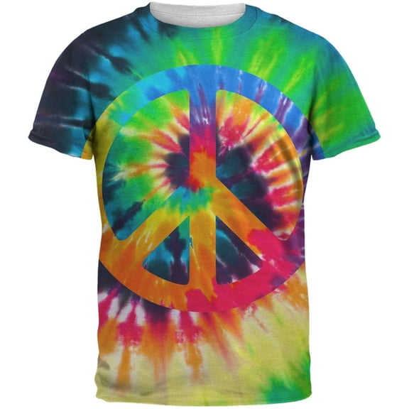 Peace Sign Tie Dye All Over Adult T-Shirt - 2X-Large