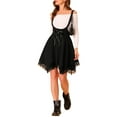 thumbnail image 4 of Allegra K Women's Lace Hem Overalls Pinafore Dress Suspenders Skirts, 4 of 6