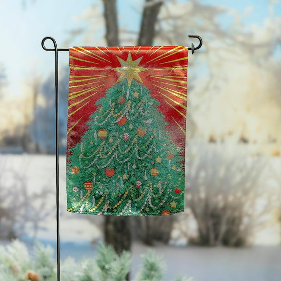 Evergreen Classic Christmas Tree Lustre Garden Flag 12 x 18 Inches Indoor Outdoor Decor